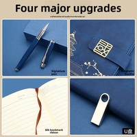 Bloc de Notas con Cubierta de Cuero Sintético Estilo Chino A5, Papel Dowling, Caja de Regalo de Lujo, Logotipo Personalizable, Regalo Empresarial Retro-Chic
