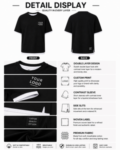 เสื้อยืดคัสตอมสองชั้นทรงโอเวอร์ไซส์ ไหล่ตก สไตล์สตรีทแวร์ ผ้าคอตตอนหนา เสื้อยืดเปล่า รับผลิตแบบ OEM ODM - Product Image 3