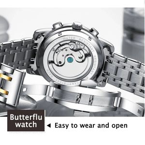 POEDAGAR 1406 Montre automatique mécanique de luxe pour homme avec tourbillon, diamètre 41 mm, bracelet en acier inoxydable, étanche 30 m, style business - Product Image 5