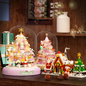 장식 조명 크리스마스 꽃 나무 말 선물 블록 선물 세트 제품 2025 미니 장난감 빌딩 블록 - Product Image 2