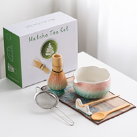 Nouveau Bol à Matcha en Céramique de Dehua, Motif Épi de Blé Soleil, Style Japonais, Fait Main, pour Cérémonie du Thé, Ensemble de Huit Pièces, avec Chasen, pour Hôtels et Voyage