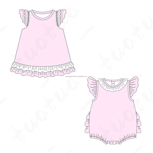Pagliaccetto personalizzato all'ingrosso del bambino del Boutique vestito in bianco del cotone 100% svolazzano senza maniche di nuovo a scuola per bambini vestiti la bambina del bambino - Product Image 1