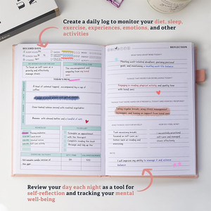 Diario Personalizzato in Lino con Copertina Rigida per <span class=keywords><strong>la</strong></span> Salute Mentale di Donne e Uomini, Quaderno con Suggerimenti Quotidiani per Alleviare l'Ansia - Product Image 2