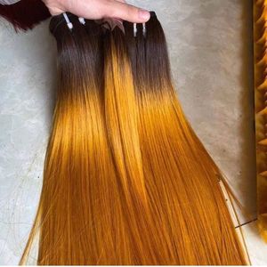 Màu Cam Gừng Màu Thẳng Trinh Nữ Nhân Phần Mở Rộng Tóc, 350 # Cam Gừng <span class=keywords><strong>Ombre</strong></span> Bó Tóc Màu Với Ren Phía Trước Đóng Cửa - Product Image 3