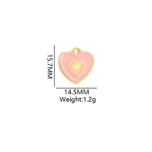 Breloque <span class=keywords><strong>C</strong></span>œur en Relief Doré en Alliage de Zinc Émaillé pour Bracelets d'Amitié et Cadeaux - Product Image 2