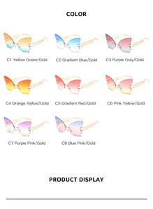 Gafas de sol THREE HIPPOS con forma de mariposa, marco de metal, sin montura, coloridas, para fiestas, novedad de 2020 - Product Image 6