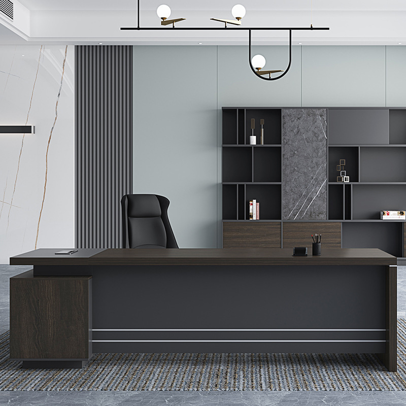 Luxury L-Shaped Executive Office Desk – Modern Wood MDF CEO Table for Boss Office - View 3