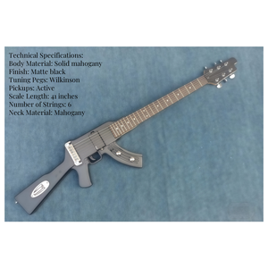 กีตาร์ไฟฟ้า Jelo ขนาด 41 นิ้ว ตัวบอดี้ทำจากไม้มะฮอกกานีแท้  6 สาย  คันโยกปรับเสียง <span class=keywords><strong>Wilkinson</strong></span>  เคลือบเงา  ปิ๊กอัพแบบ H  รุ่น AK47 แบบไม่มีหัว - Product Image 6