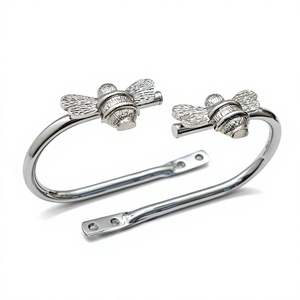 Attaches de rideaux en métal courbé argenté avec embouts en forme d'abeille, design moderne, finition antirouille, pour accessoires de décoration de fenêtres - Product Image 1