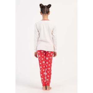 Conjunto de Pijama de Manga Larga con Cuello Alto y Puños para Niña, de Algodón Tejido con Estampado, para Otoño, Tallas Variadas - Product Image 1