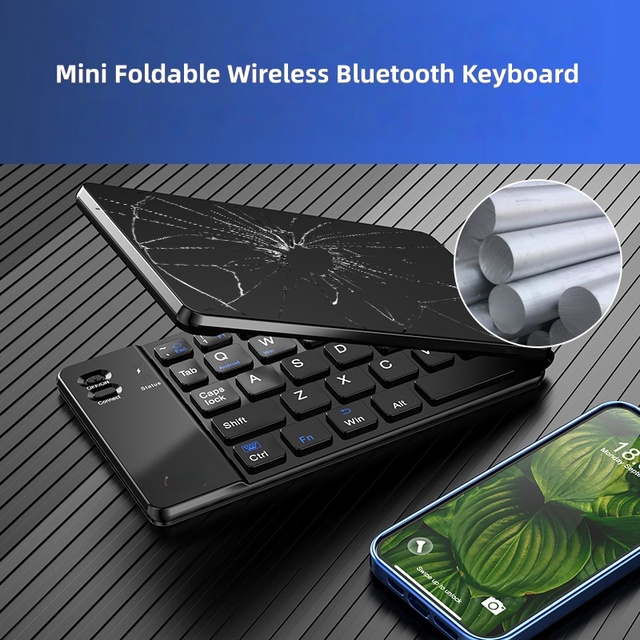 Mini Foldable  Keyboard, Durable Ultra-Slim Portable Wireless Keyboard for Phones/Tablets/Laptops