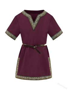 Trẻ em Thời Trung Cổ Trang Phục Viking Cướp Biển Áo Sơ Mi Vải Lanh Cotton Vintage Áo Dài Cổ Chữ V Thời Phục Hưng Halloween Trang Phục Trẻ Em - Product Image 2