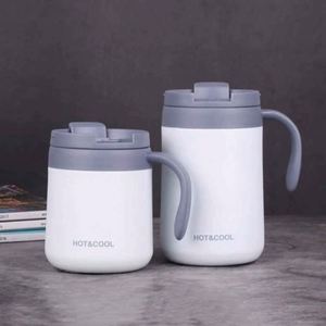 Stainless Steel Vacuum Insulated Double Wall Office Travel Cup With <b>Thermos</b> Lid and Handled Cap - Product Image 1