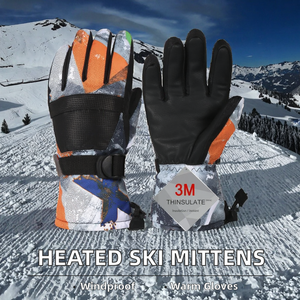 Gants de ski chauffants pour femmes, en cuir véritable, imperméables, coupe-vent, avec batterie rechargeable, écran tactile, pour l'hiver, la neige et la randonnée - Product Image 2