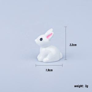 สีขาวน่ารักการ์ตูนสวนสัตว์เรซิ่น 3d กระต่ายจิ๋วหัตถกรรมสําหรับตกแต่ง - Product Image 2