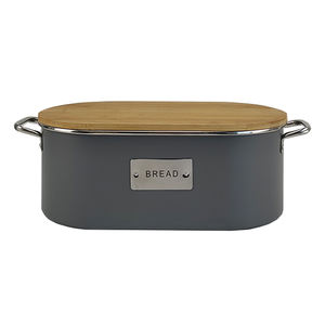 <span class=keywords><strong>BX</strong></span> boîte à pain en métal gris anti-poussière avec couvercle, conteneur portable de stockage du pain pour la cuisine - Product Image 1