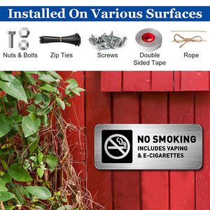 Gebürstetes Aluminium Nichtraucher- und Kein-Vaping-Schild Modernes Doppelverbotsschild Langlebiges Metallschild für Büro, Hotel & Restaurant - Product Image 5