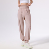 Pantalon de yoga taille élastique mi-mollet en Spandex/Nylon respirant pour femme, coupe ample amincissante, idéal pour la course et le sport – Collection Automne Hiver