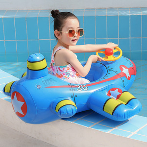 <b>Inflatable</b> Airplane Swimming Ring For Children <b>Pool</b> <b>Float</b> Seat With Steering Wheel 1-6 Years Old Novelty Design - Product Image 3