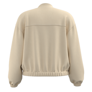 Chaqueta de Mujer Minimalista con Cuello Alto Beige, Cierre de Cremallera, Corte Holgado, Bolsillo Grande, Dobladillo Elástico y Mangas con Puños - Product Image 2