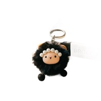 Porte-clés pendentif mignon fait main en fausse fourrure de mouton polyester, figurine de dessin animé, jouet en peluche pour sac à dos et voiture