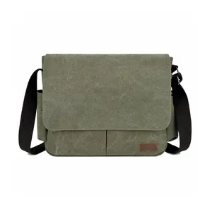 Vintage Canvas Men's Messenger Bags Travel Laptop Sling Bag Durable Crossbody Shoulder Bag Custom