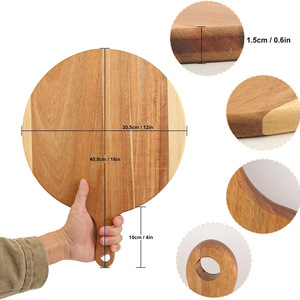 Planche à pizza en bambou avec poignée, plateau à pizza en bois pour servir et couper, design moderne et simple, matériau durable - Product Image 4