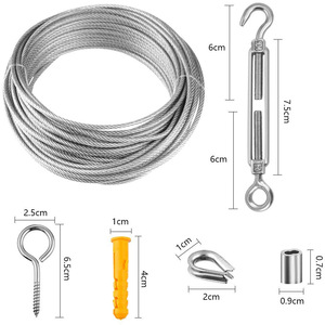 Stainless Steel Cable Kit With Turnbuckles Hooks And <b>Screws</b> For Garden Anchoring - Product Image 3