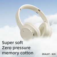 ZEALOT B39 headphone nirkabel dengan mikrofon, headphone Stereo HiFi dapat dilipat, Bass dalam untuk gym