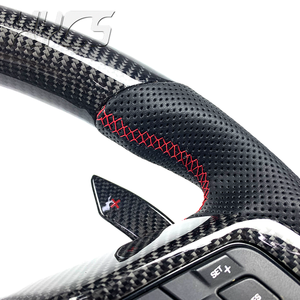 Volante Personalizado de Fibra de Carbono y Cuero para Mejorar el Interior del Automóvil, Compatible con <span class=keywords><strong>Jaguar</strong></span> XE XF XJ XJL Fp F-pace - Product Image 5