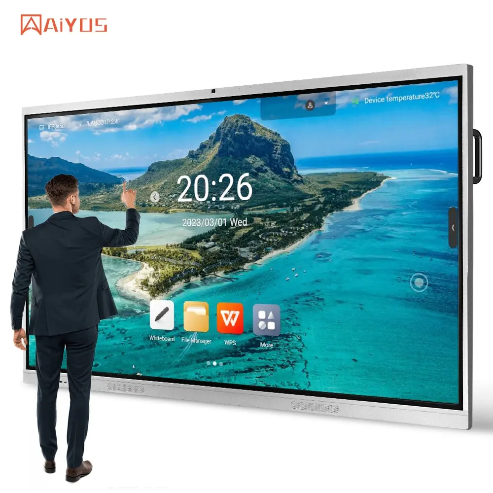 65'' 75" 86" Inch Dual System Smart Digital Board For Teaching Touch Screen Interactive Flat Panel Smart Whiteboard For School