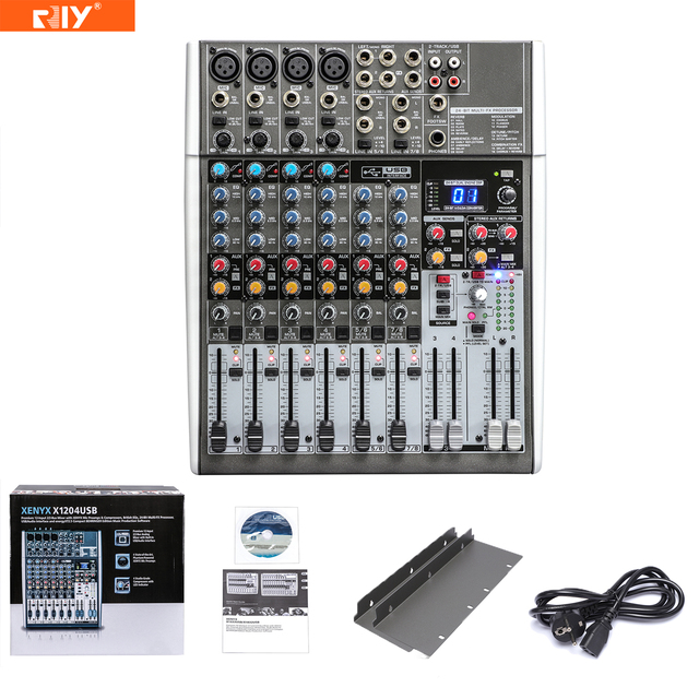 X1204USB 12Channel 2/2-Bus Mixer 24-Bit Multi-FX Processor Multi Input Source Matrix 48V Phantom with Stereo USB/audio Interface