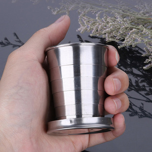 Taza Plegable Portátil de Acero Inoxidable para Viajes y Camping, 2 oz, 5 oz, 8 oz, con Llavero, Venta al Por Mayor - Product Image 2