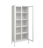 Armoire de rangement en acier à porte unique en verre Armoire à vêtements en métal