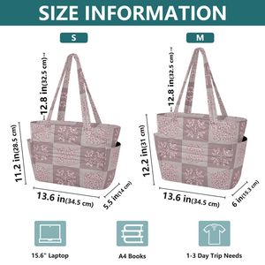 Bolsa de Mano de Algodón Acolchada Personalizada, Gran Capacidad, Bolso de Hombro para Mujer, Diseño Floral y a Cuadros, para Viajes y Uso Diario - Product Image 3