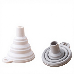 Ensemble d'entonnoirs pliables en silicone, 2 pièces, ustensile de cuisine pliable, passe au lave-vaisselle, blanc et gris - Product Image 3