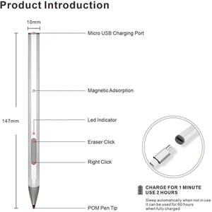 Lápiz óptico de decodificación de frecuencia, pluma de pantalla táctil de punta fina con sensibilidad de presión <span class=keywords><strong>4096</strong></span> para Microsoft Sony <span class=keywords><strong>ASUS</strong></span> HP DEL - Product Image 2