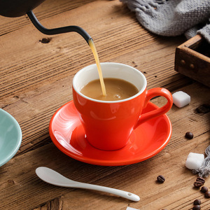 Set di tazze <span class=keywords><strong>da</strong></span> caffè e piattino in porcellana colorata con Logo personalizzato stile europeo tazze <span class=keywords><strong>da</strong></span> caffè personalizzate - Product Image 2