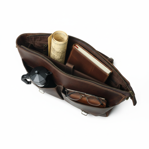 Sac pour ordinateur portable en cuir véritable pour hommes et femmes, élégant, durable, pour le travail, les voyages, le bureau, avec plusieurs compartiments, doux et de qualité supérieure - Product Image 4