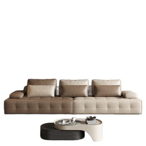 Sofá Lawrence de Cuero Genuino, Piel de Vacuno de Primera Calidad, Línea Recta, Moderno, Tres Plazas, para Sala de Estar - Product Image 5