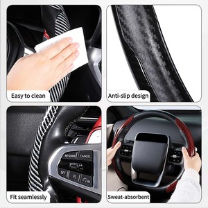 3 Fundas de <span class=keywords><strong>Volante</strong></span> de Fibra de Carbono Brillante para <span class=keywords><strong>Toyota</strong></span> <span class=keywords><strong>Prius</strong></span> Pirem, Diseño Antideslizante, Agarre Deportivo - Product Image 4