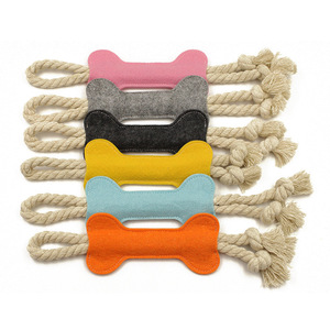 Jouet interactif pour chien en feutre avec nœud de corde, jouet à mâcher en forme d'os pour chiots et animaux agressifs, jouet d'entraînement à mâcher pour chien - Product Image 1