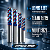 Fraise à queue en carbure Naco à revêtement bleu HRC65, 4 cannelures, support ODM/OEM personnalisé, pour usinage de métaux sur routeur CNC
