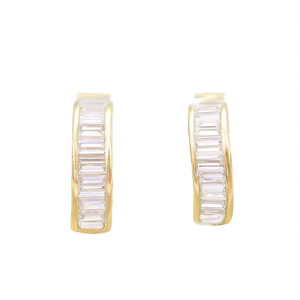 Orecchini a Cerchio E2271 in Oro Bianco con Cristalli Incastonati, Gioielli Classici da Donna per Uso Quotidiano - Product Image 1