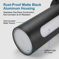 Lampe LED de jardin en aluminium noir mat étanche IP65, sans soudure, anti-éblouissement, lumière douce et diffuse, économe en énergie, base stable anti-basculement