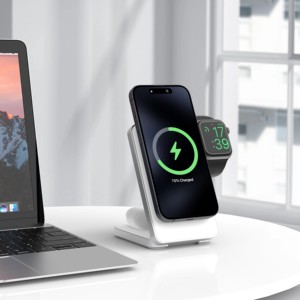 Usine en gros Qi2 M8 alliage d'aluminium ABS TPU pliable magnétique meilleur chargeur sans fil 3 en 1 pour <span class=keywords><strong>Android</strong></span> iphone Apple Watch - Product Image 1