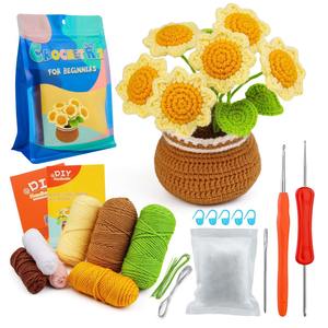 Kit de tejer DIY hecho <span class=keywords><strong>a</strong></span> mano con plantas de flores en maceta, muñeca de <span class=keywords><strong>ganchillo</strong></span> de nuevo diseño con videos <span class=keywords><strong>paso</strong></span> <span class=keywords><strong>a</strong></span> <span class=keywords><strong>paso</strong></span> - Product Image 5