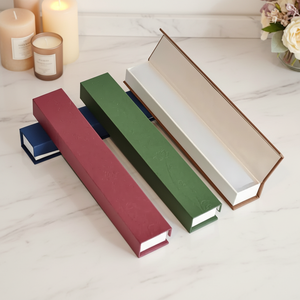 קופסת קטורת מלבנית בצבע אחיד יוקרתית, אריזת נייר קראפט בהתאמה אישית למתנות, קופסאות קשיחות עם ריפוד ספוג והטבעה - Product Image 2