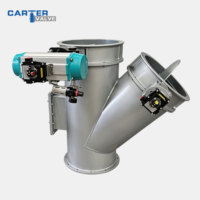 1000 ℃   Vanne papillon pneumatique 3 voies haute température WCB pour conduit d'air, à faible résistance, commande PLC, pour four et incinérateur (air chaud)