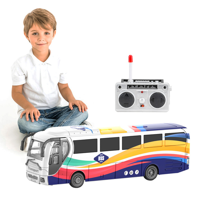 Bus Remote Control Toy for Kids New Product with 4 Channels and Light USB Configured Remote Control Car Includes USB Cable